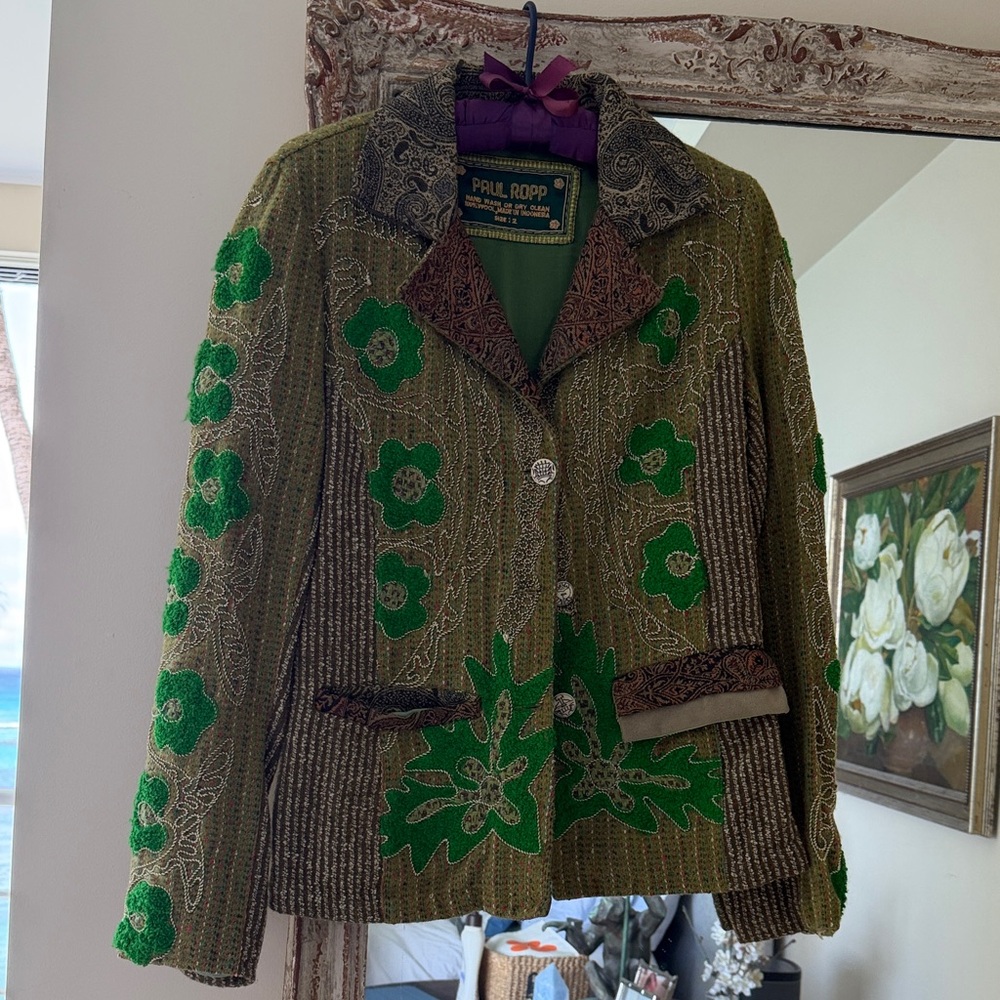 Green Embroidered Women's Blazer